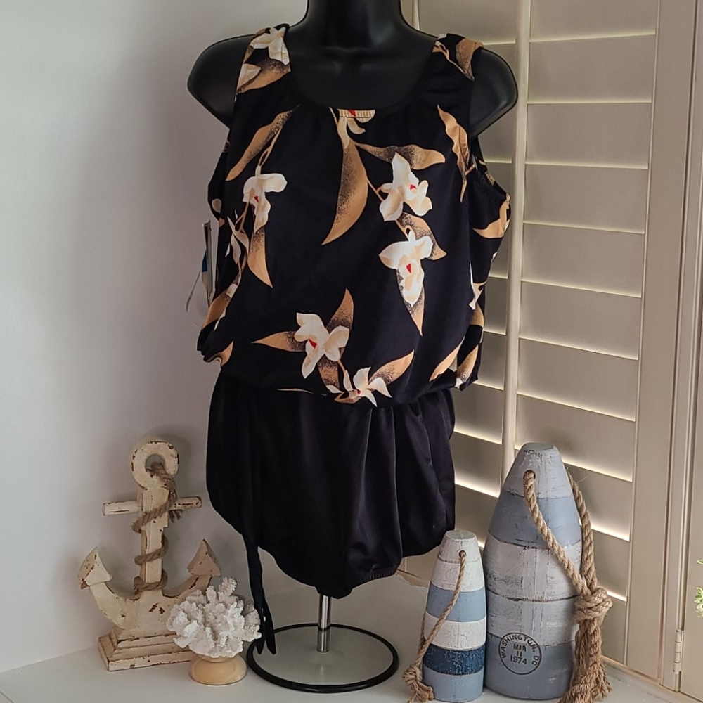 Sea Scamp Floral Blouson One Piece Swimsuit Sz 20